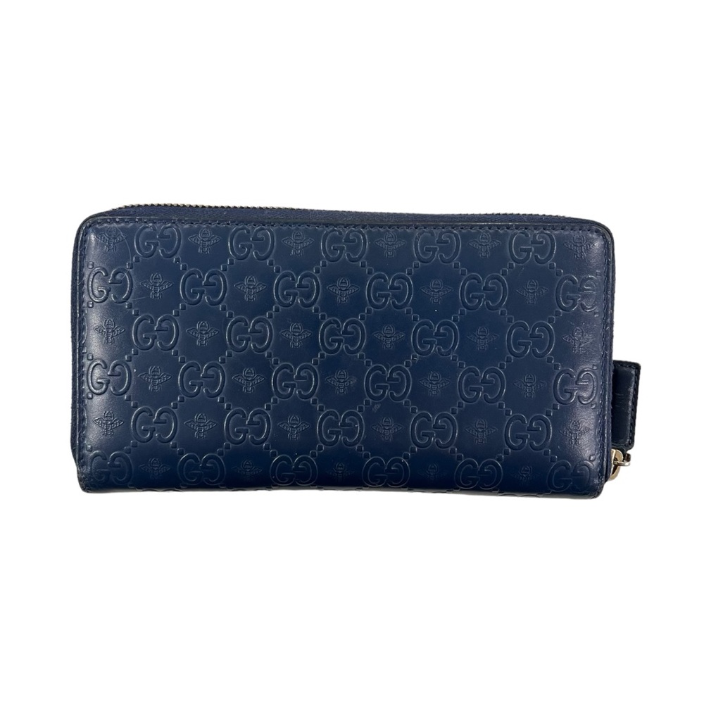 Gucci Monogram Bee Leather Zip Around Wallet - Picture 2 of 7